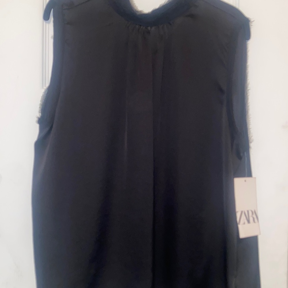 Zara  woman combination satin effect tops sleeveless blouse in size xl nwt